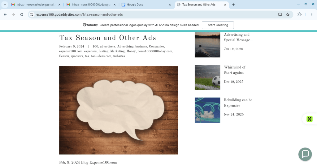 Tax Season and Other&nbsp;Ads